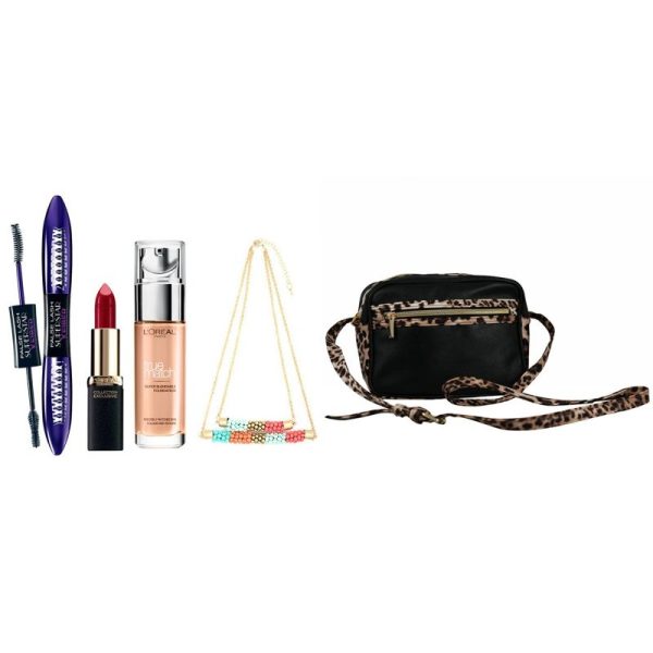 مجموعه آرایش صورت لورآل مدل Xfiber Mascara و Color Riche Jlo Red Lipstick و True Match Foundation 6N