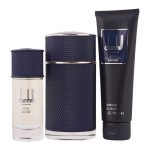 ست ادوپرفیوم مردانه دانهیل مدل Icon Racing Blue به همراه شامپو بدن و عطر جیبی