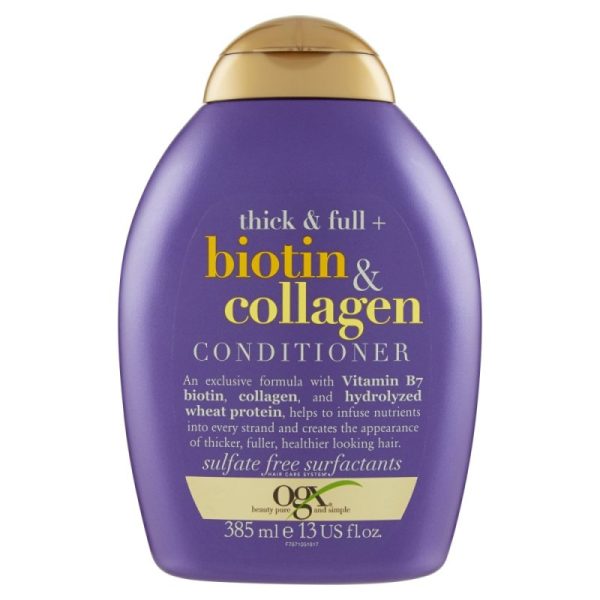نرم کننده مو او جی ایکس مدل Biotin & Collagen حجم 385 میلی لیتر