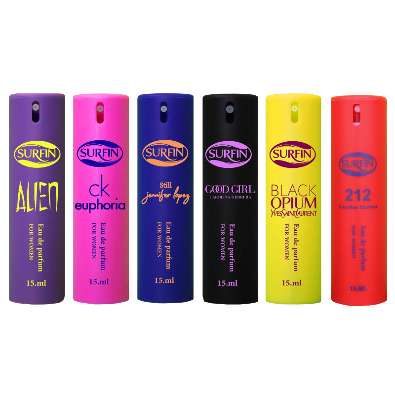 عطر جیبی زنانه سورفین مدل S6 حجم 15 میلی لیتر مجموعه 6 عددی