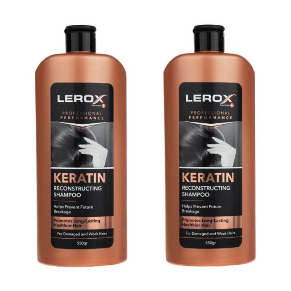 شامپو مو لروکس مدل کراتین وزن 550 گرم مجموعه 2 عددی