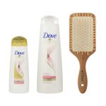 شامپو مو داو مدل Color protect حجم 400 میلی لیتر به همراه نرم کننده داو مدل Color protect حجم 200 میلی لیتر به همراه برس چوبی هدیه