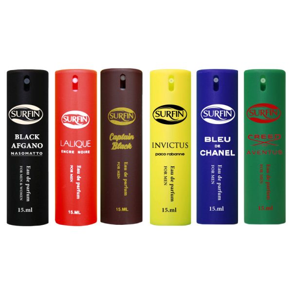 عطر جیبی مردانه سورفین مدل F6 حجم 15 میلی لیتر مجموعه 6 عددی